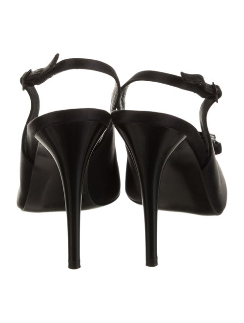 Stuart Weitzman Satin Crystal Embellishments Slingback Pumps