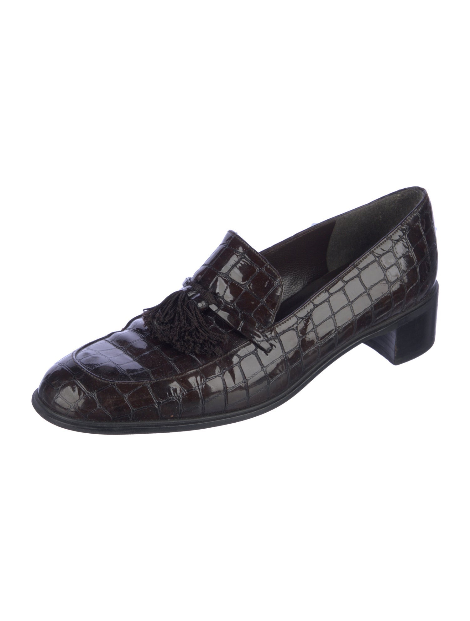 Stuart Weitzman Embossed Leather Printed Pumps