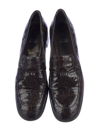 Stuart Weitzman Embossed Leather Printed Pumps