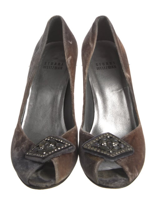 Stuart Weitzman Velvet Crystal Embellishments Pumps