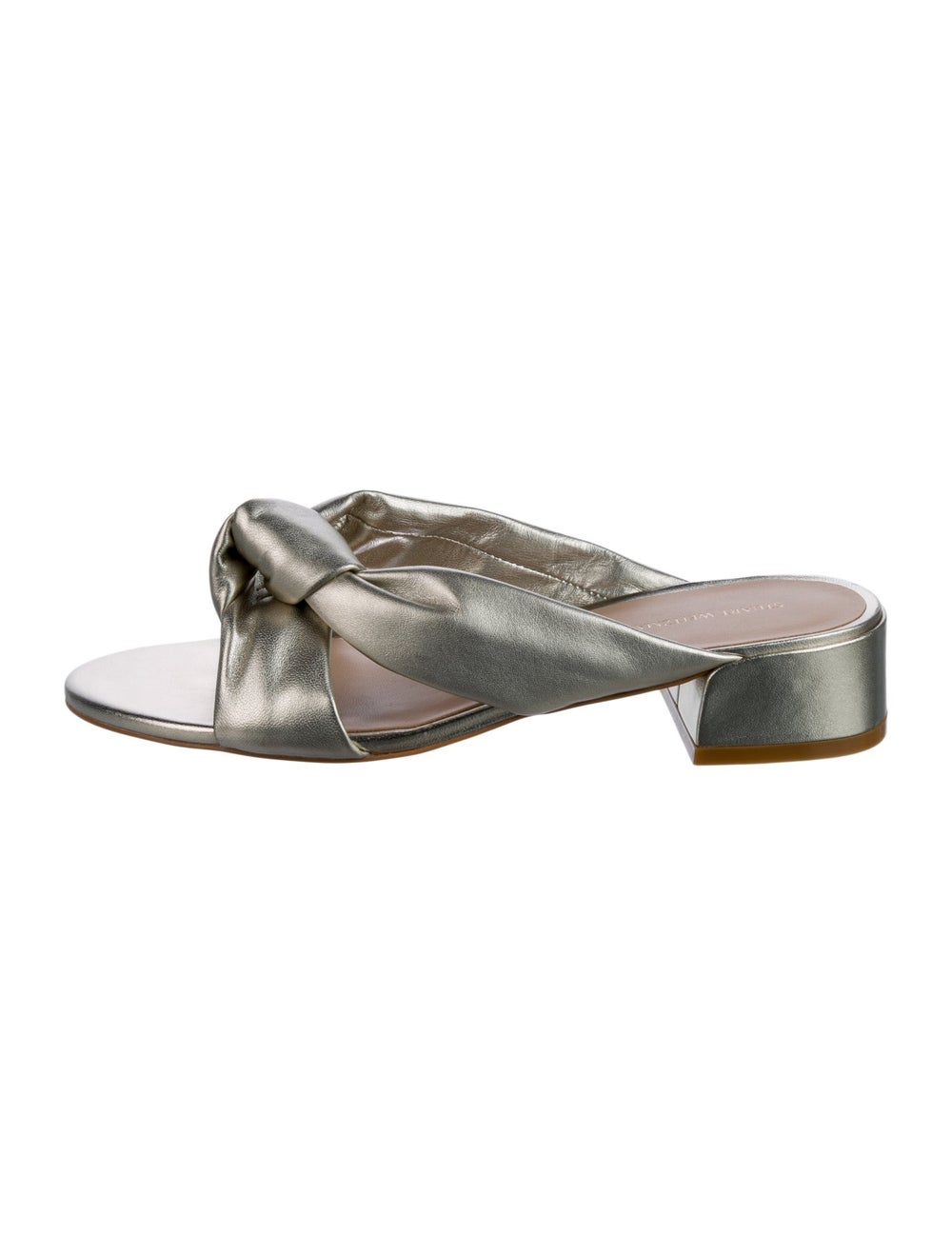 Stuart Weitzman Leather Slides Gold & Metallic Cr… - image 1