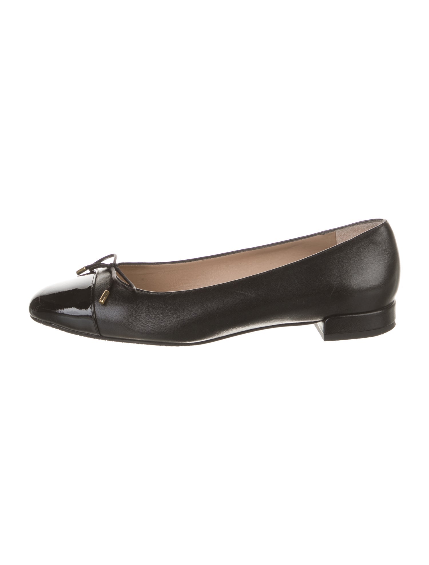 Stuart Weitzman Leather Bow Accents Flats