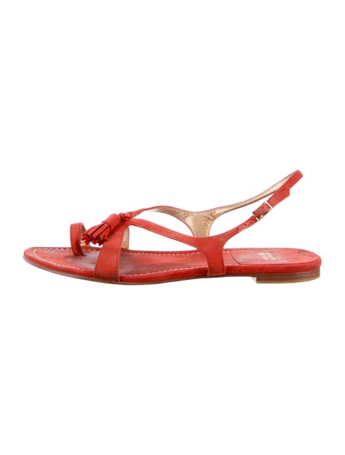 Stuart Weitzman Suede Tassel Accents Slingback Sandals