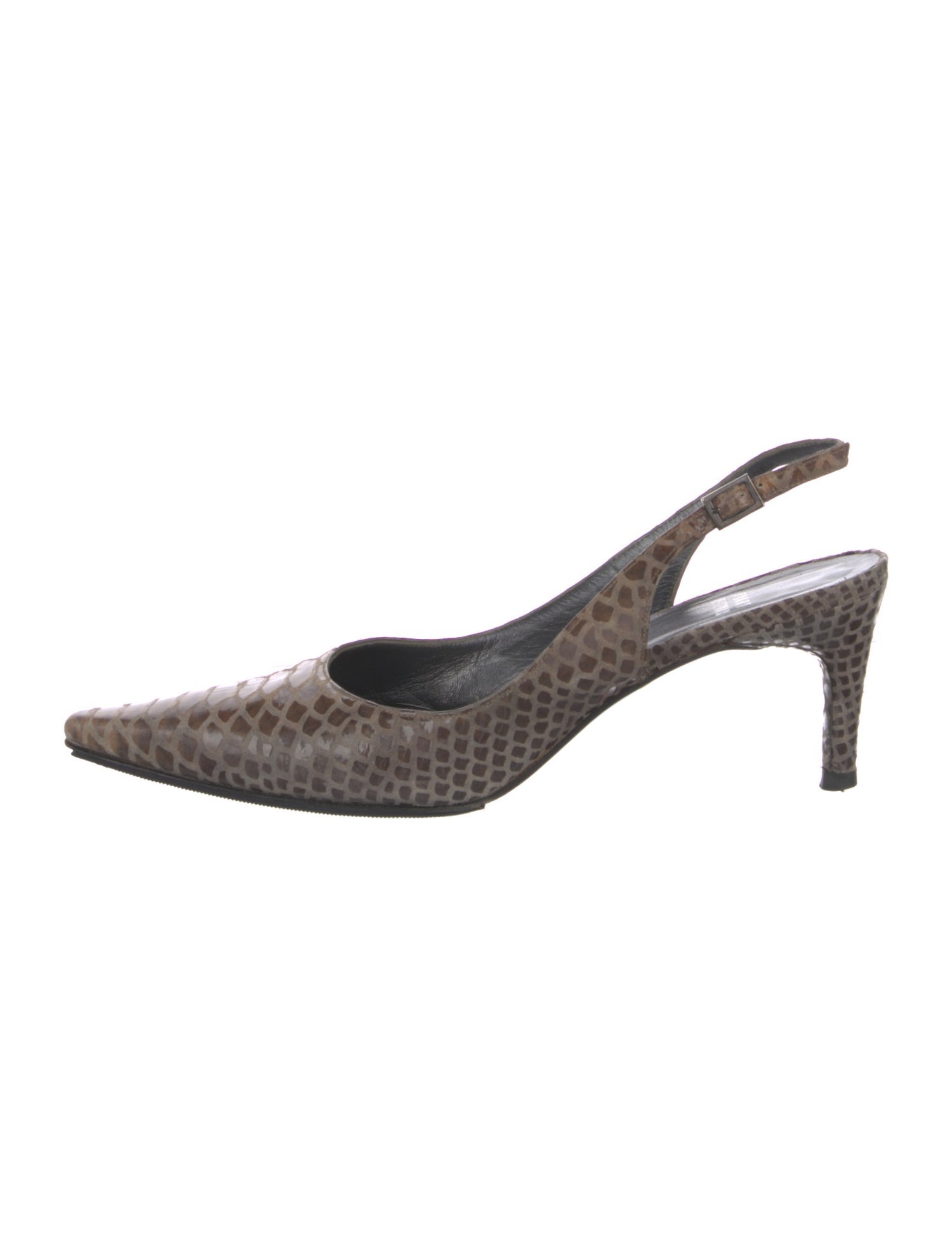 Stuart Weitzman Embossed Leather Animal Print Slingback Pumps