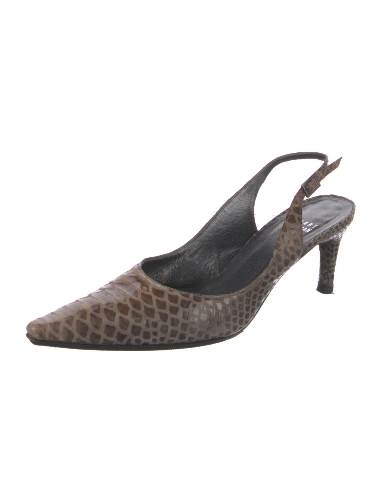 Stuart Weitzman Embossed Leather Animal Print Slingback Pumps