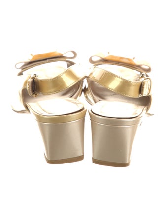 Stuart Weitzman Patent Leather Bow Accents Slingback Sandals