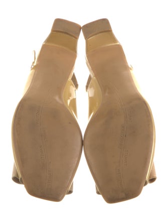 Stuart Weitzman Patent Leather Bow Accents Slingback Sandals