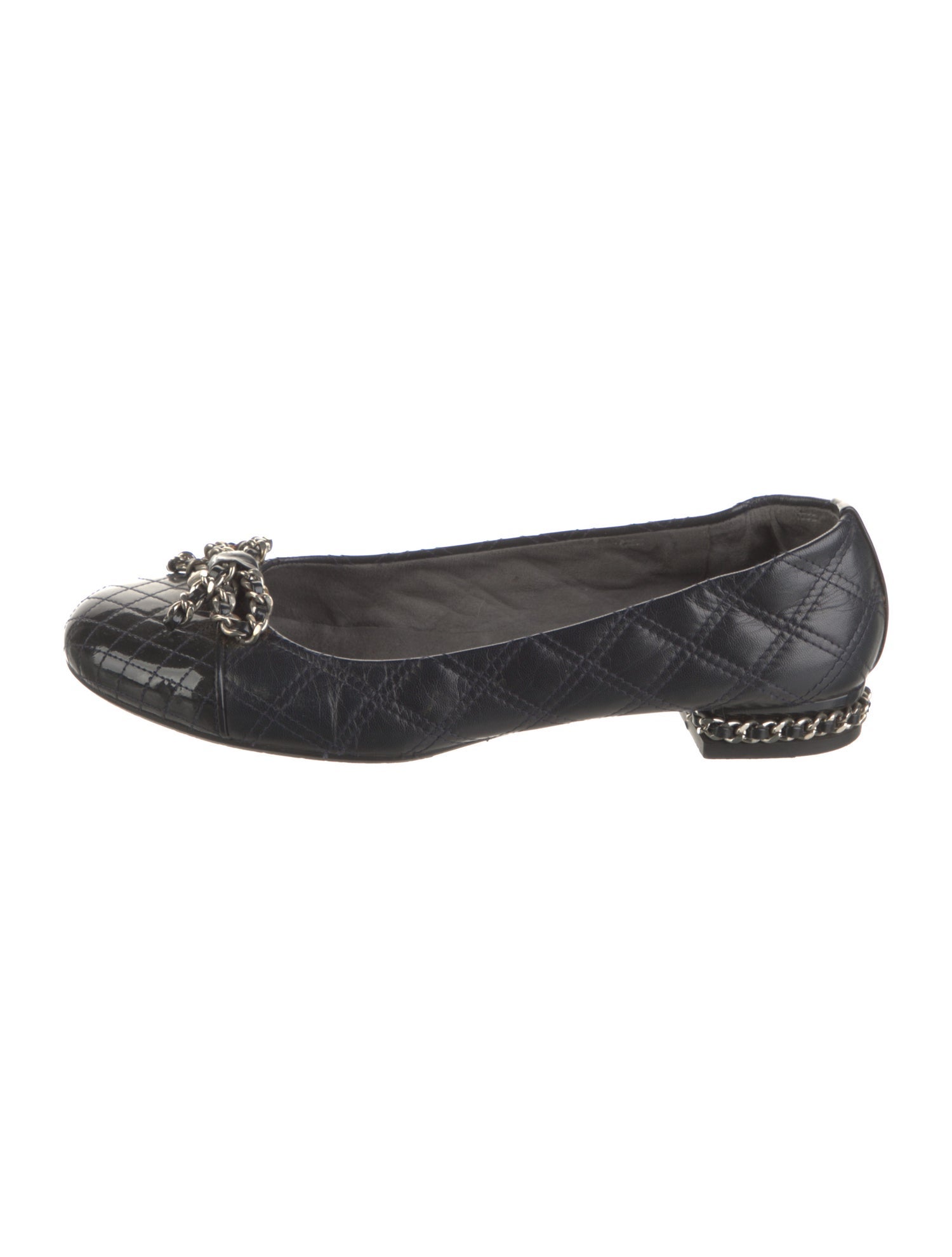 Stuart Weitzman Leather Chain-Link Accents Flats