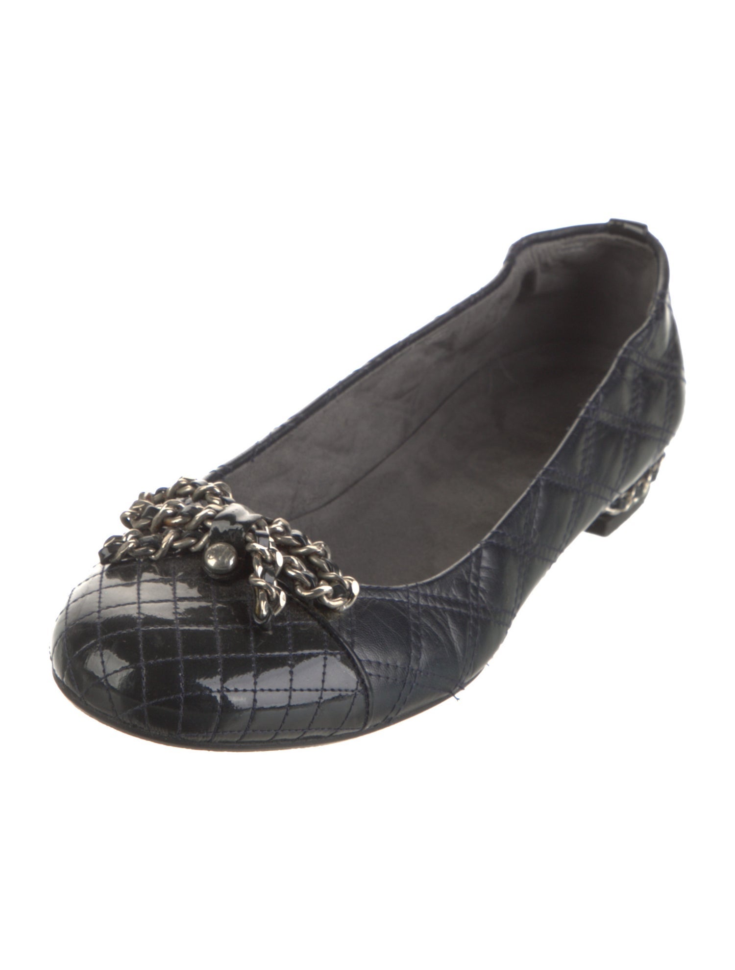 Stuart Weitzman Leather Chain-Link Accents Flats