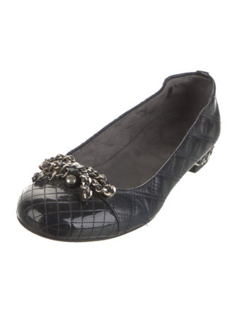 Stuart Weitzman Leather Chain-Link Accents Flats
