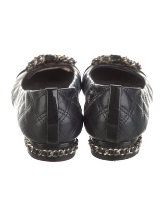 Stuart Weitzman Leather Chain-Link Accents Flats