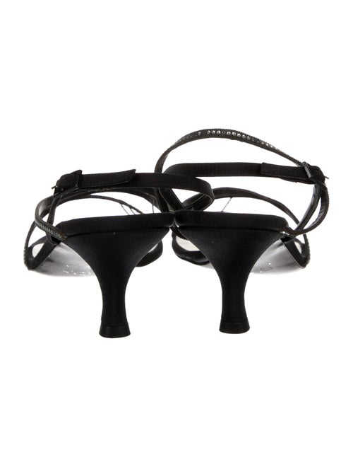 Stuart Weitzman Satin Crystal Embellishments Slingback Sandals