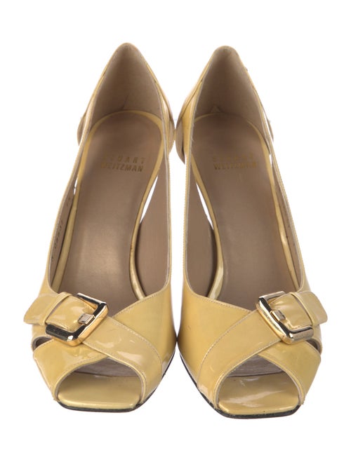 Stuart Weitzman Patent Leather Cutout Accent Pumps