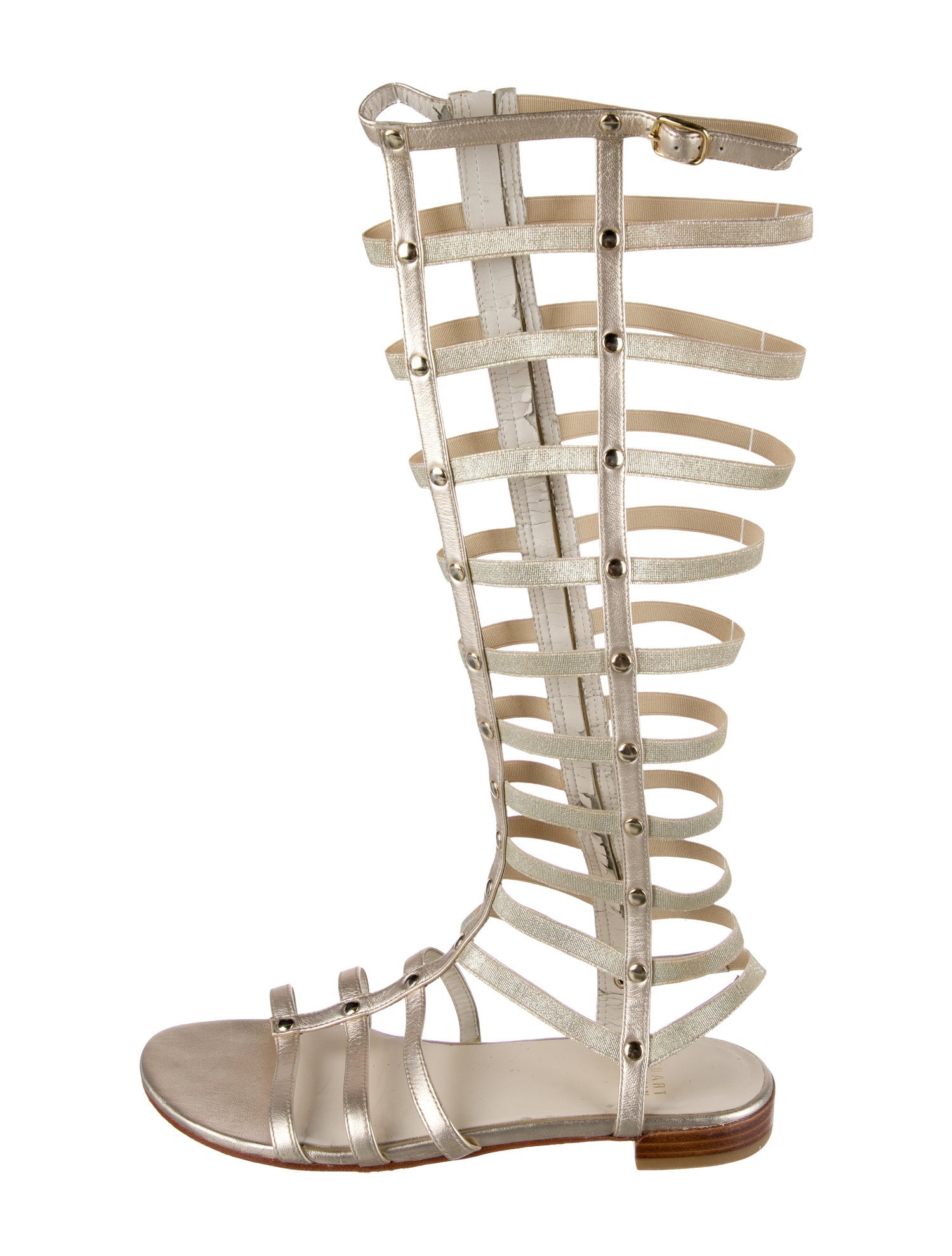 Stuart Weitzman Leather Studded Accents Gladiator Sandals
