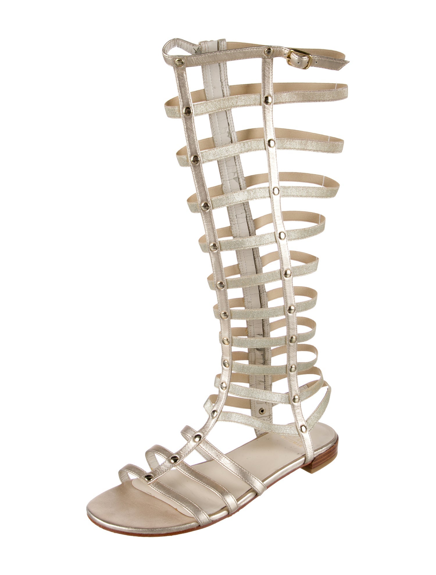 Stuart Weitzman Leather Studded Accents Gladiator Sandals