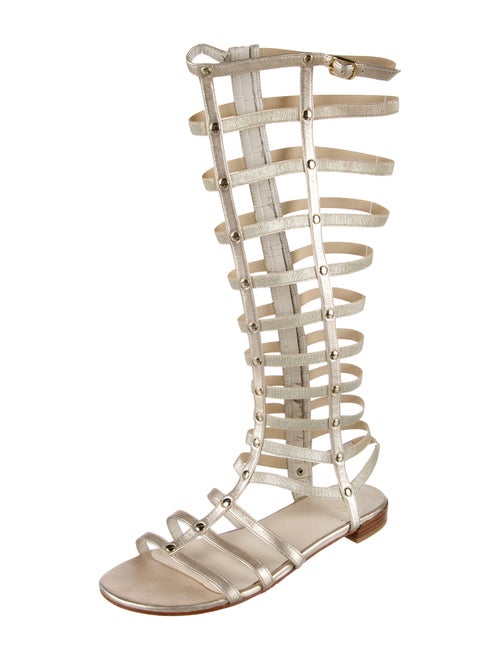 Stuart Weitzman Leather Studded Accents Gladiator Sandals