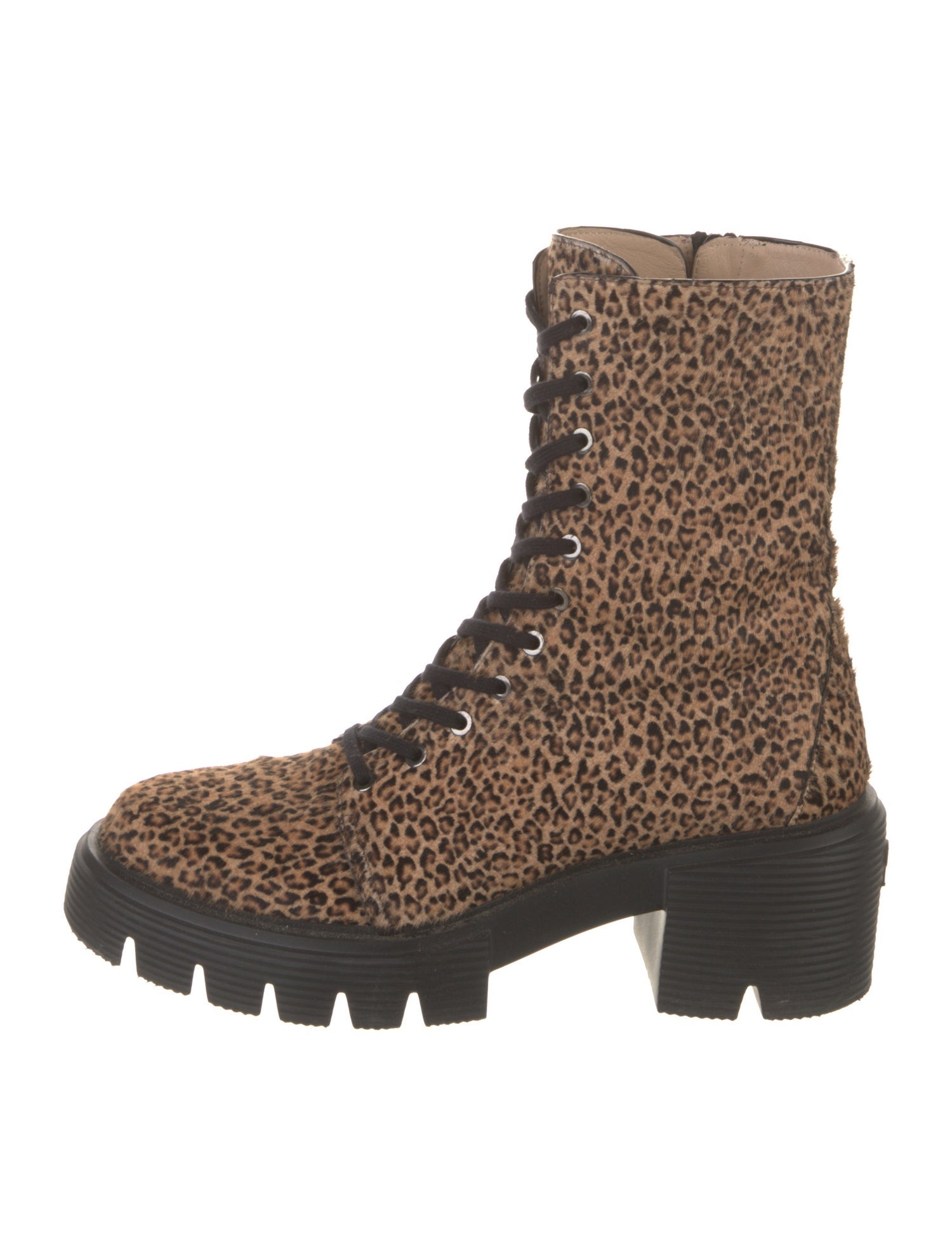 Stuart Weitzman Ponyhair Animal Print Combat Boots