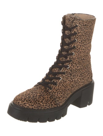 Stuart Weitzman Ponyhair Animal Print Combat Boots