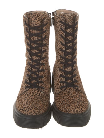 Stuart Weitzman Ponyhair Animal Print Combat Boots