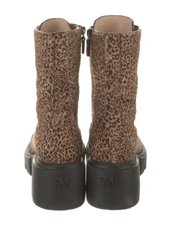 Stuart Weitzman Ponyhair Animal Print Combat Boots