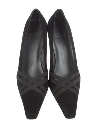 Stuart Weitzman Suede Grosgrain Trim Pumps