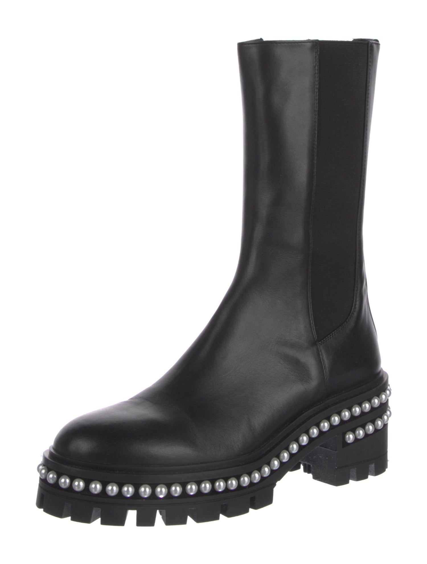Stuart Weitzman Leather Studded Accents Chelsea Boots