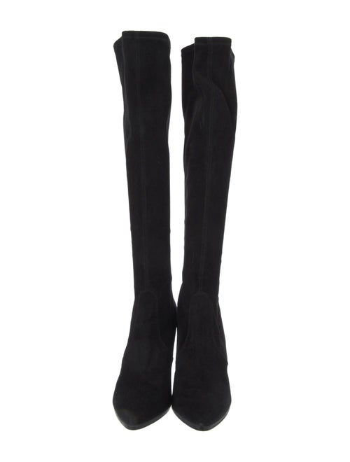 Stuart Weitzman Suede Crystal Embellishments Sock Boots