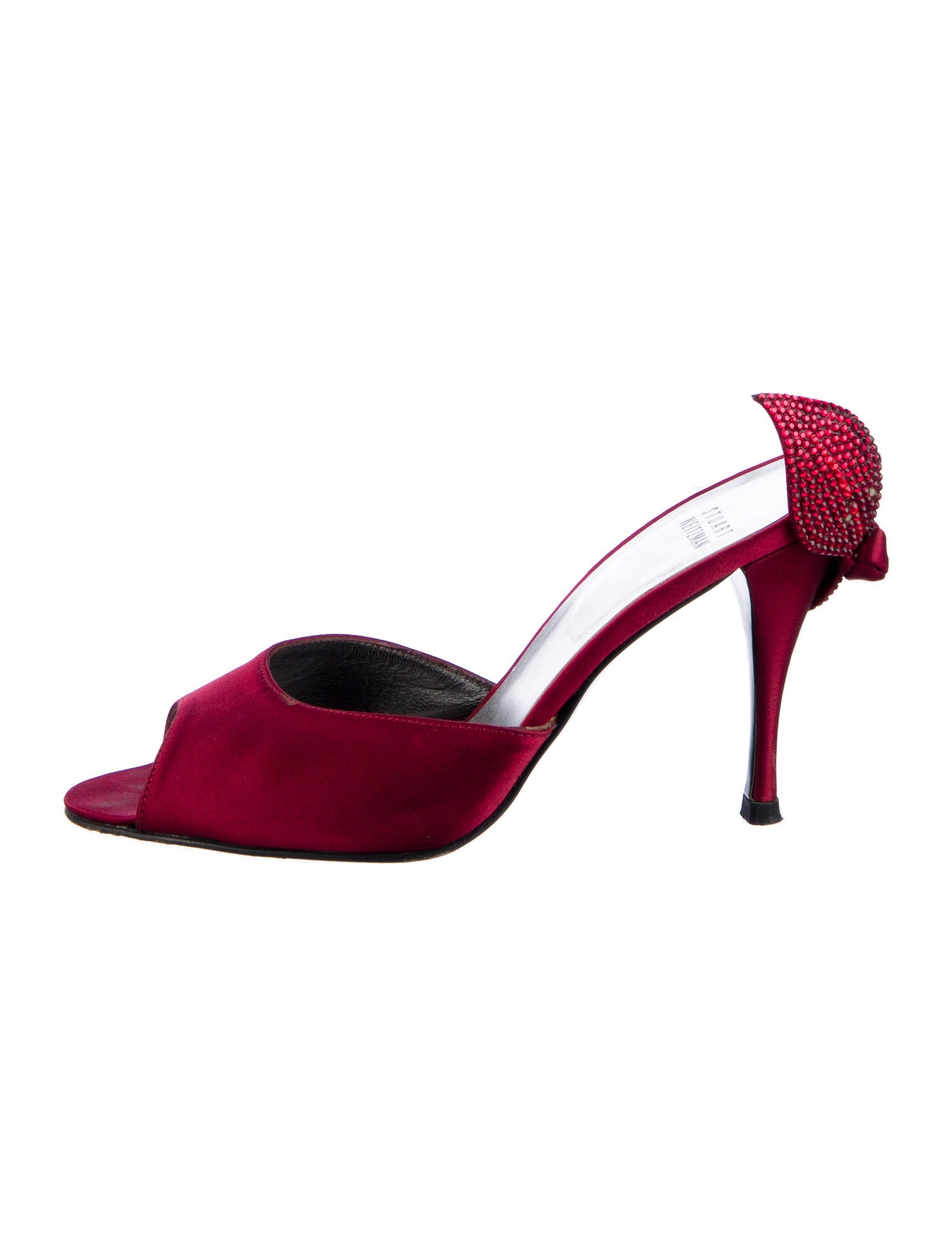 Stuart Weitzman Satin Bow Accents Slides