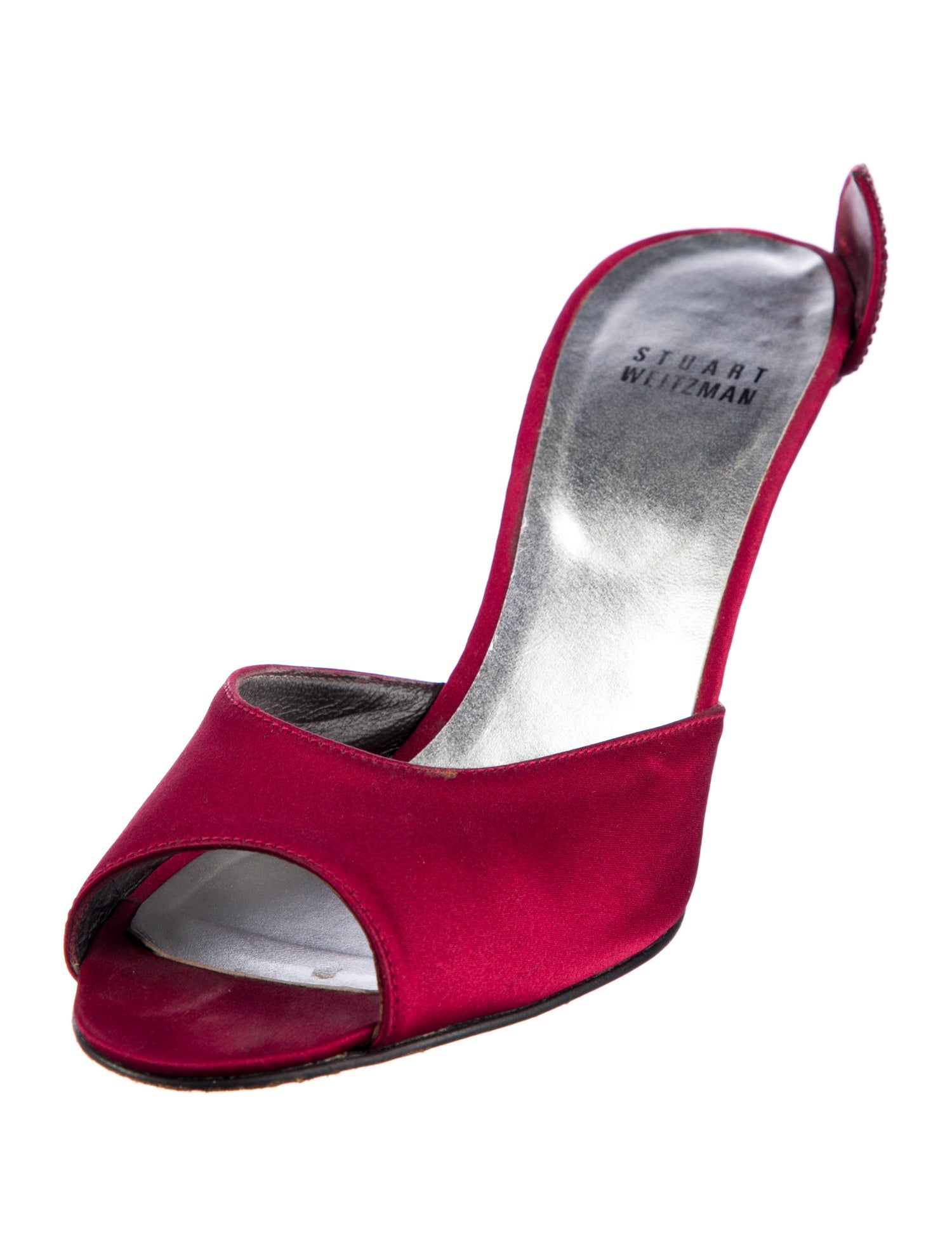 Stuart Weitzman Satin Bow Accents Slides