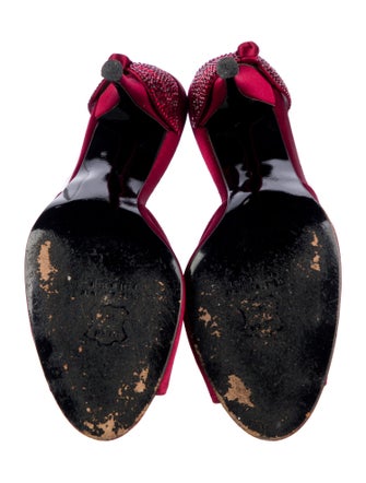 Stuart Weitzman Satin Bow Accents Slides