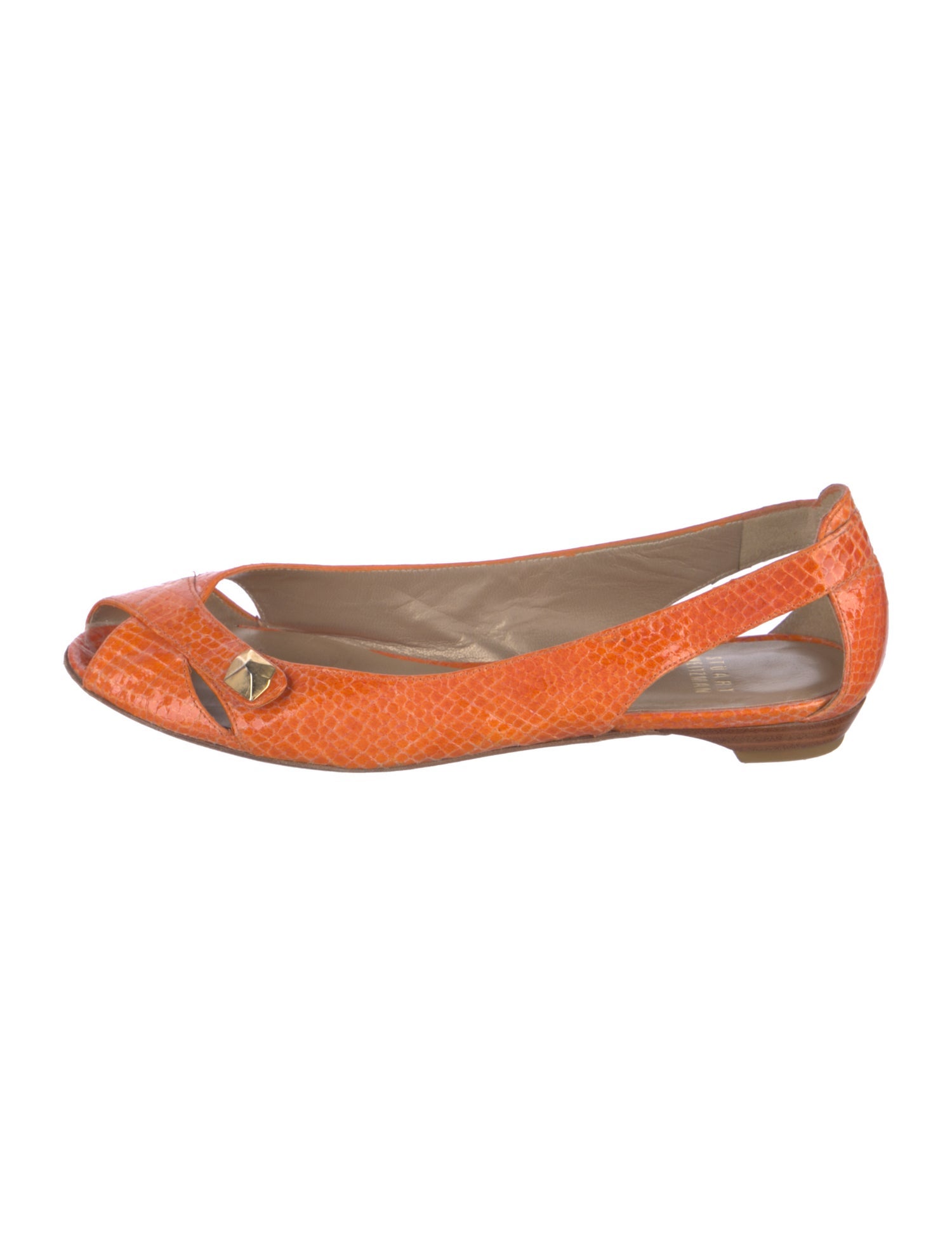 Stuart Weitzman Leather Printed Ballet Flats