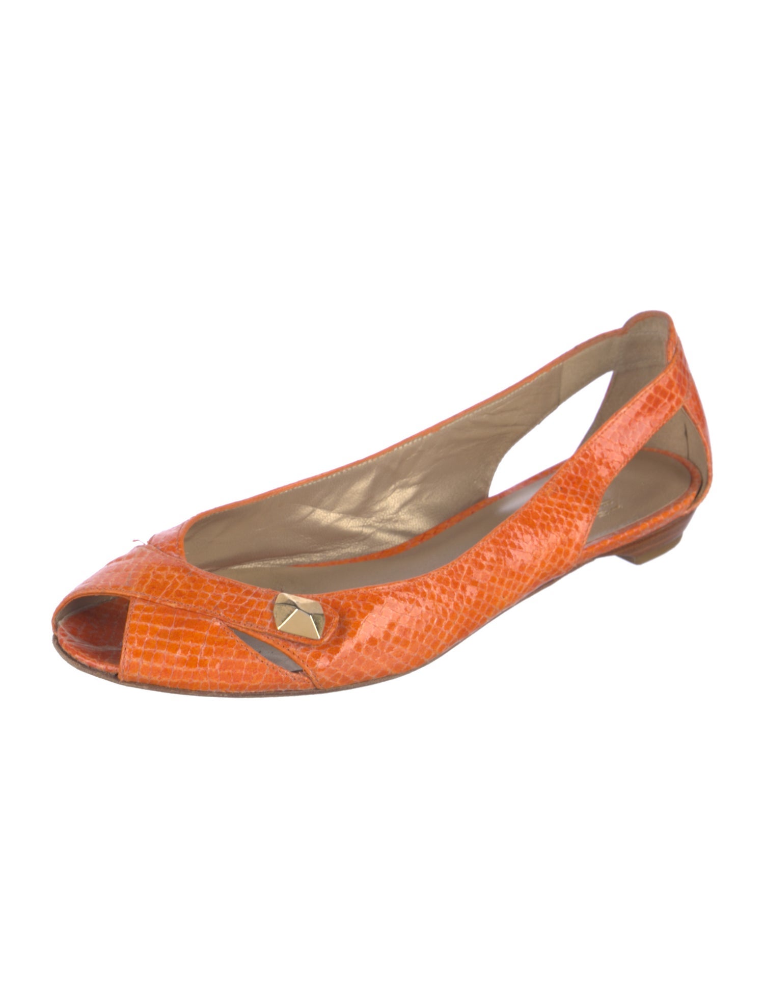 Stuart Weitzman Leather Printed Ballet Flats