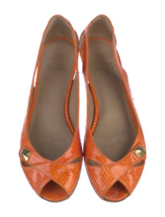 Stuart Weitzman Leather Printed Ballet Flats