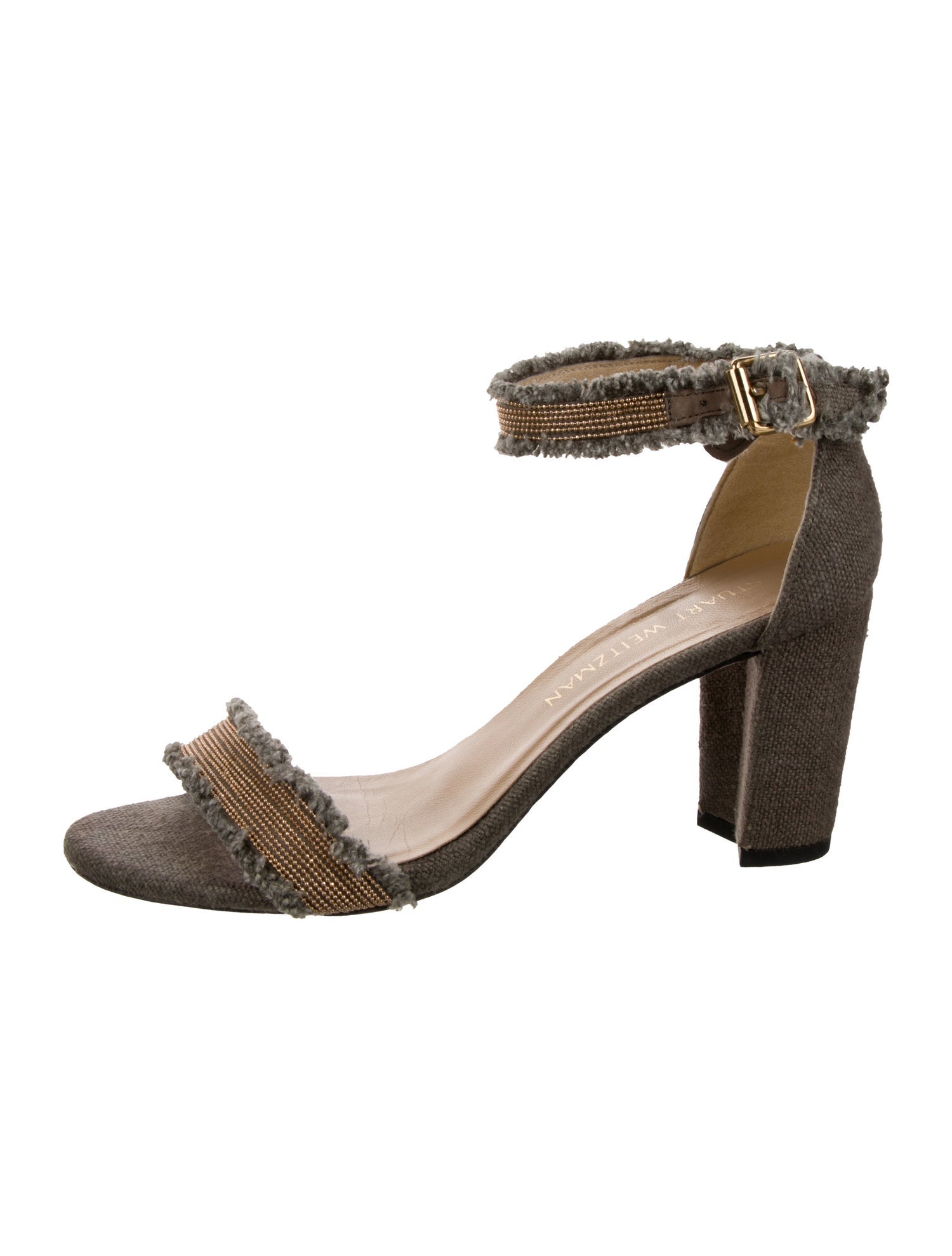 Stuart Weitzman Denim Animal Print Sandals