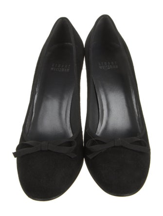 Stuart Weitzman Suede Bow Accents Pumps