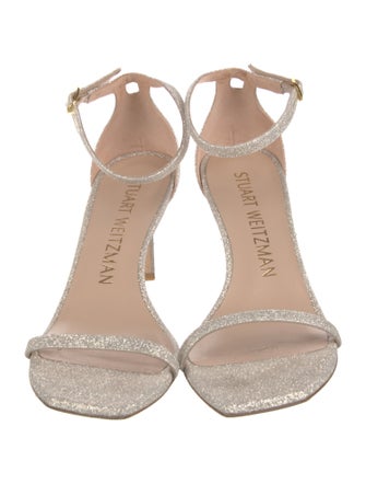 Stuart Weitzman Faux Pearl Accents Glitter Sandals