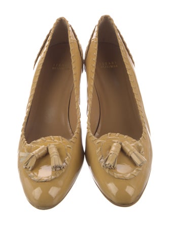 Stuart Weitzman Leather Whipstitch Trim Pumps
