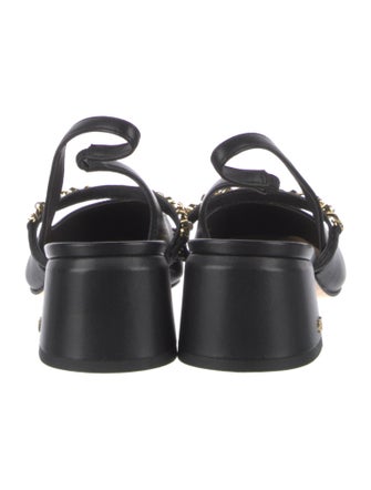 Stuart Weitzman Leather Chain-Link Accents Slingback Pumps