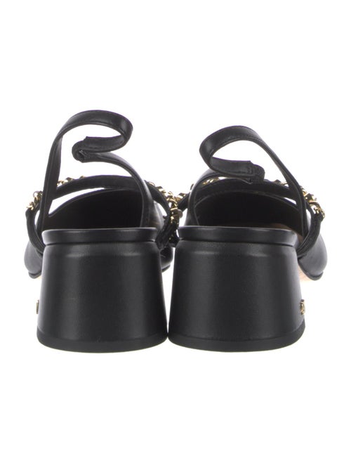 Stuart Weitzman Leather Chain-Link Accents Slingback Pumps