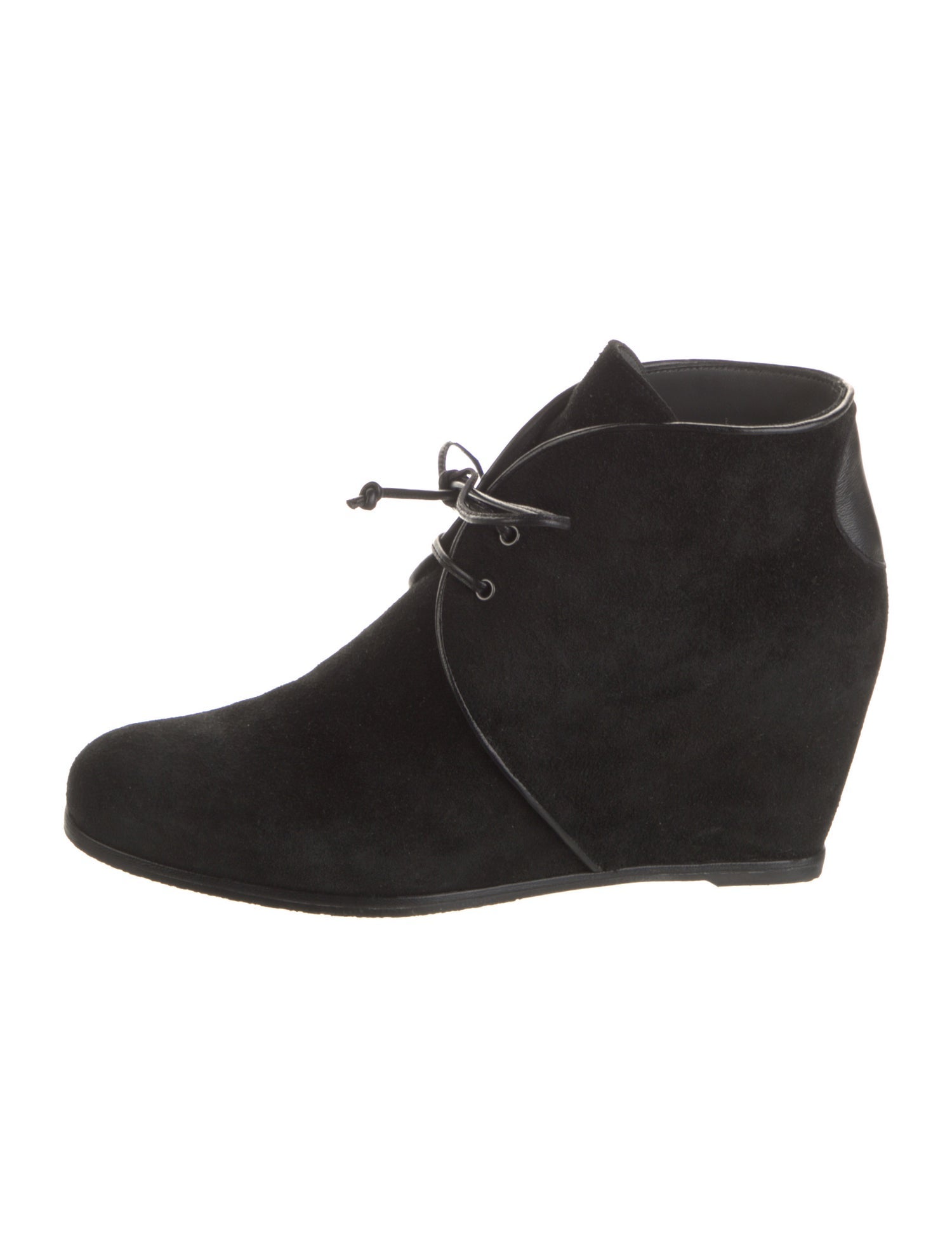 Stuart Weitzman Suede Leather Trim Embellishment Lace-Up Boots