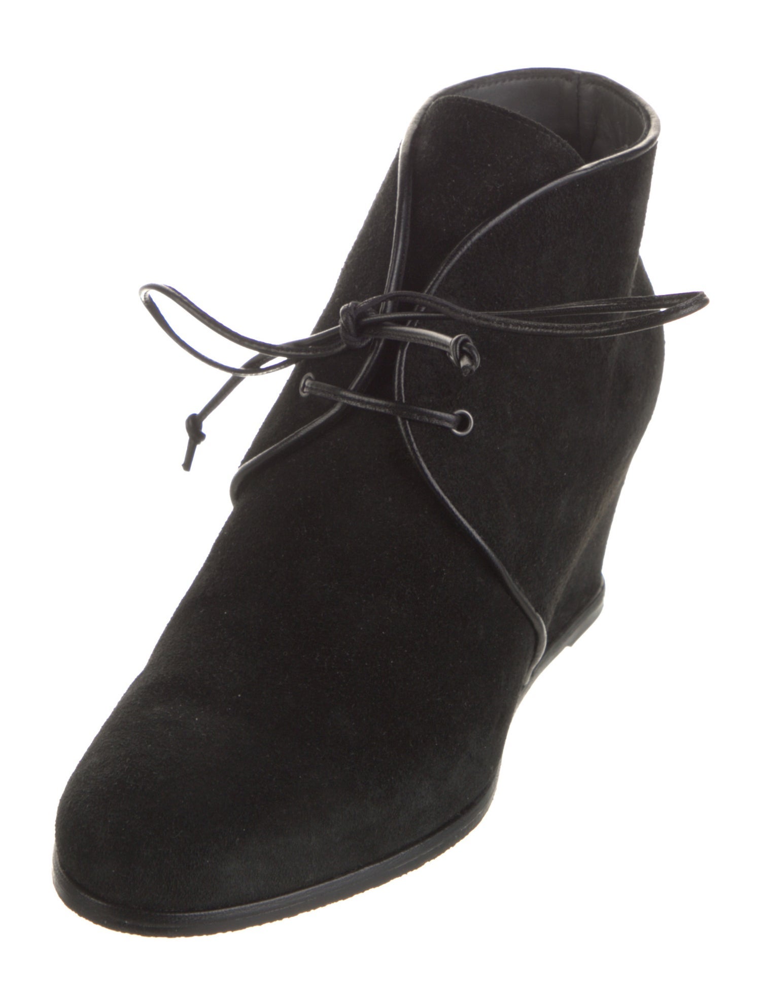 Stuart Weitzman Suede Leather Trim Embellishment Lace-Up Boots