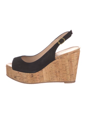 Stuart Weitzman Suede Colorblock Pattern Slingback Sandals