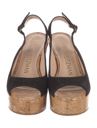 Stuart Weitzman Suede Colorblock Pattern Slingback Sandals