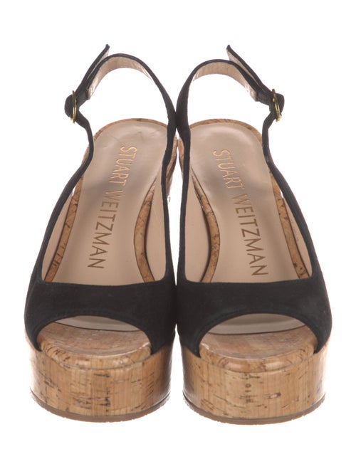 Stuart Weitzman Suede Colorblock Pattern Slingback Sandals