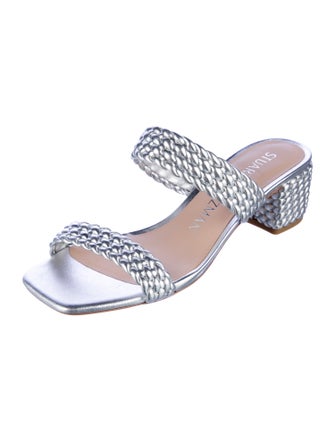 Stuart Weitzman Leather Animal Print Slides