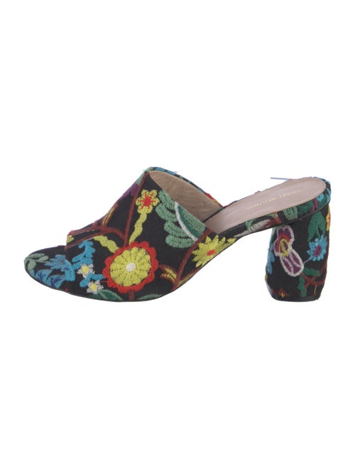 Stuart Weitzman Floral Print Embroidered Accent Slides