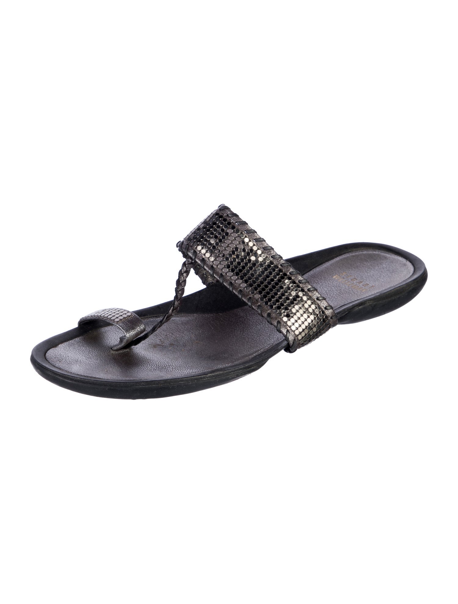 Stuart Weitzman Leather Animal Print Slides