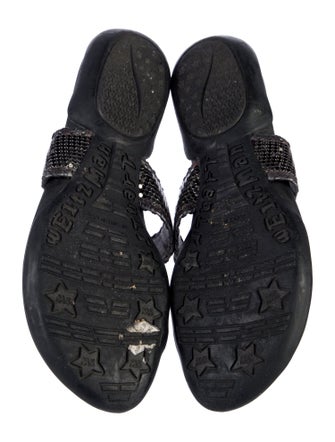 Stuart Weitzman Leather Animal Print Slides