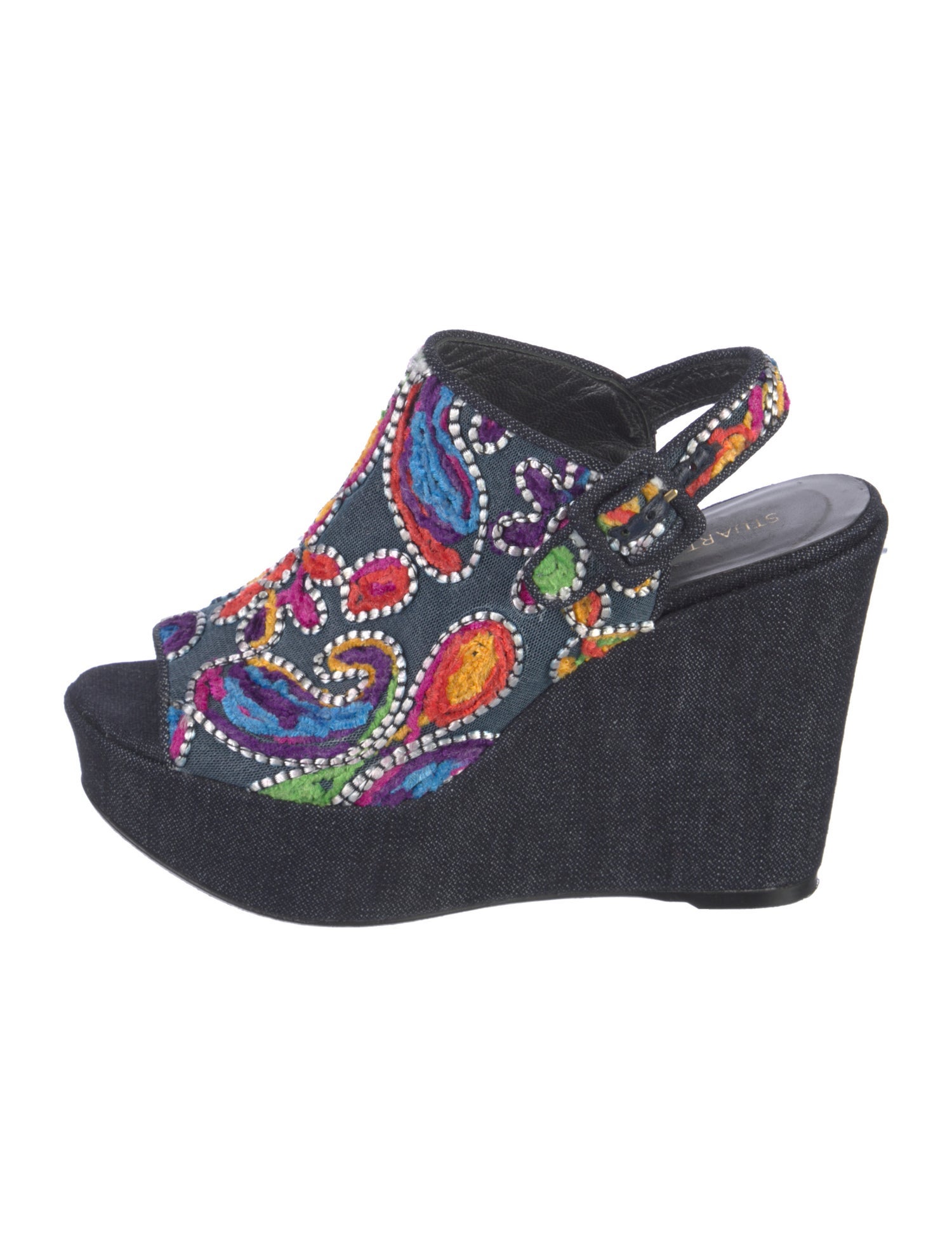 Stuart Weitzman Denim Printed Espadrilles