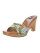 Stuart Weitzman Leather Floral Print Slides